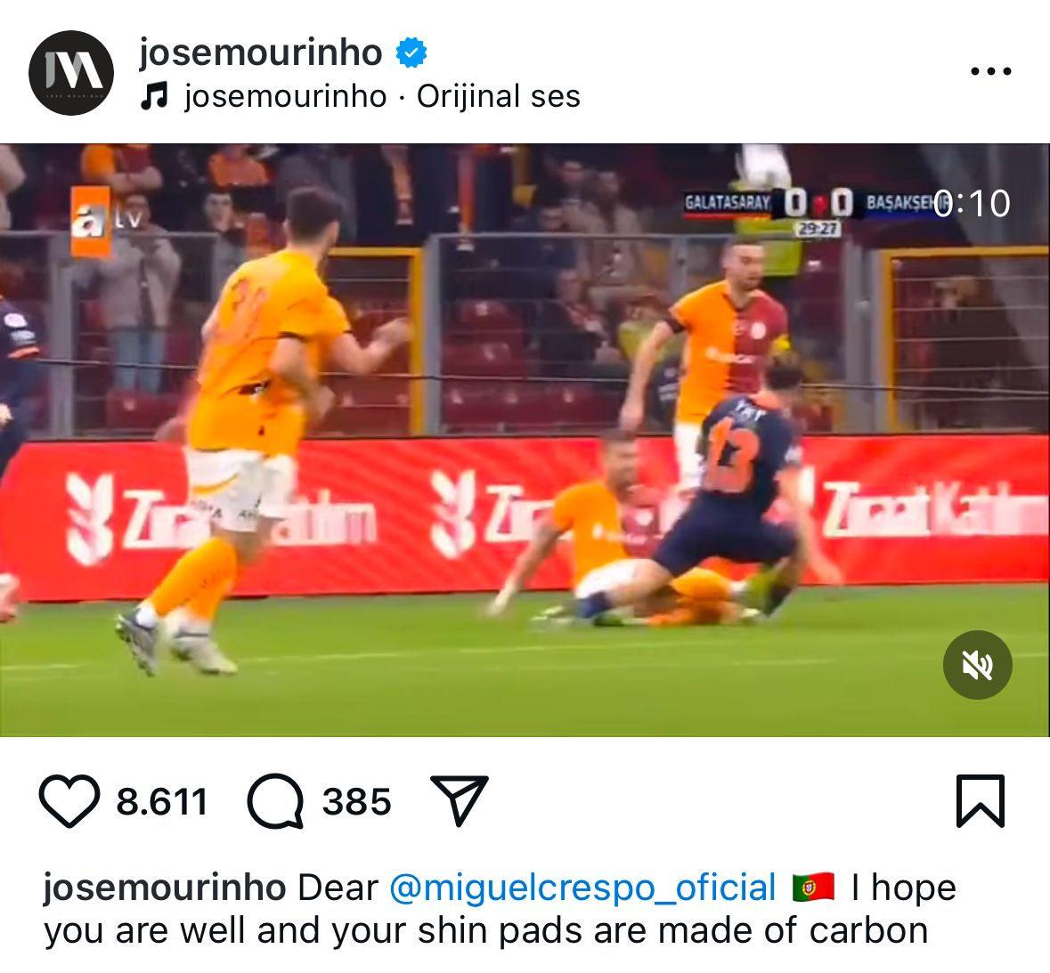 Mourinho'nun Crespo paylaşımı