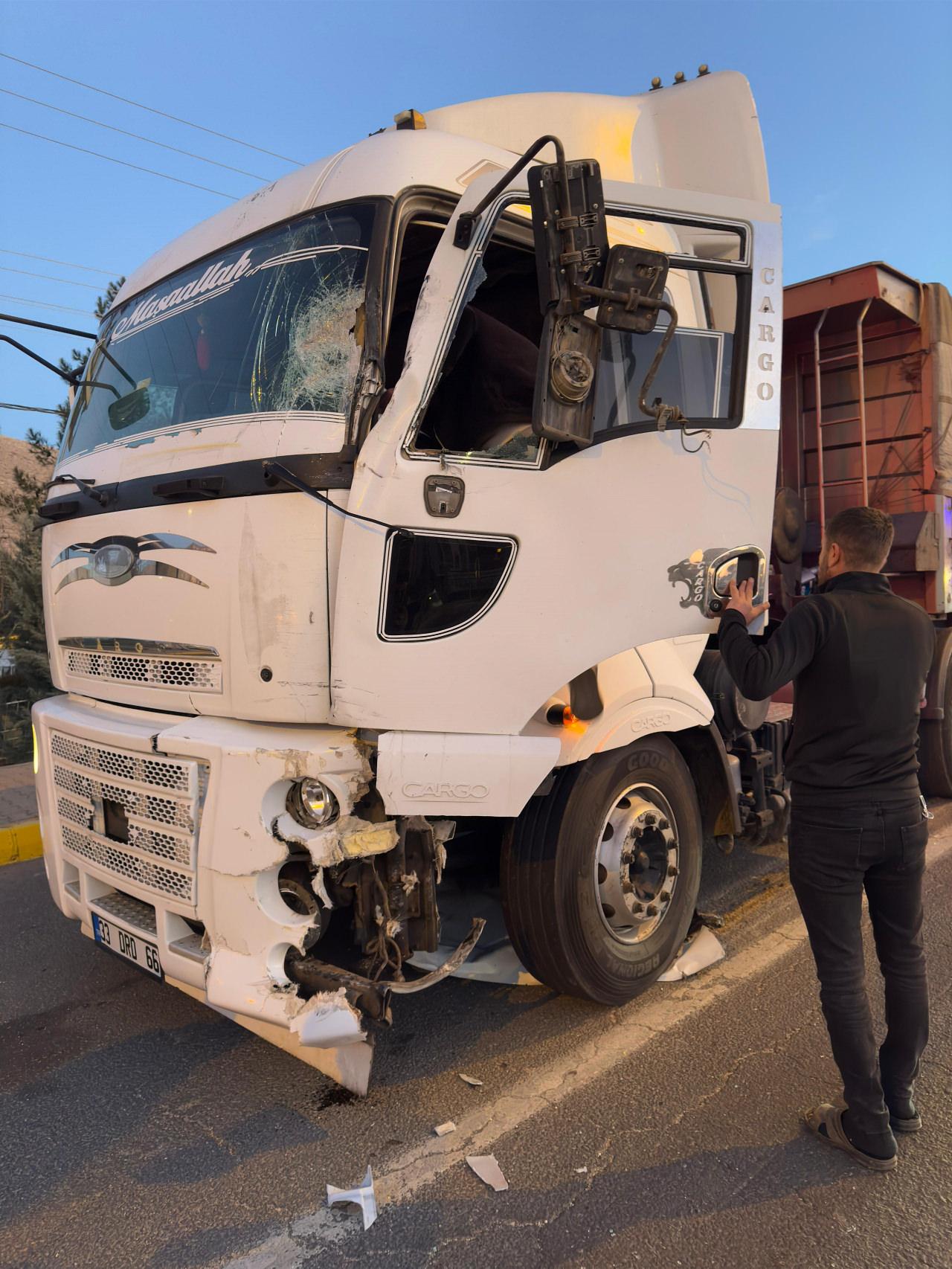 Kazaya karışan kamyonun son hali