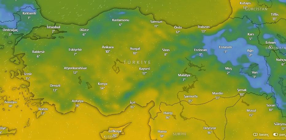 Türkiye sıcaklık haritası