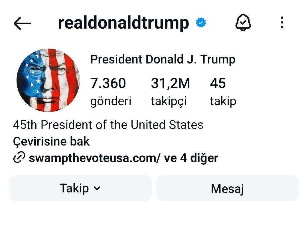 Trump'ın Instagram hesabı