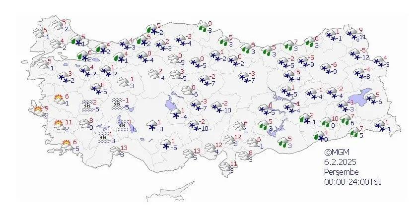 6 Şubat Perşembe Hava Durumu