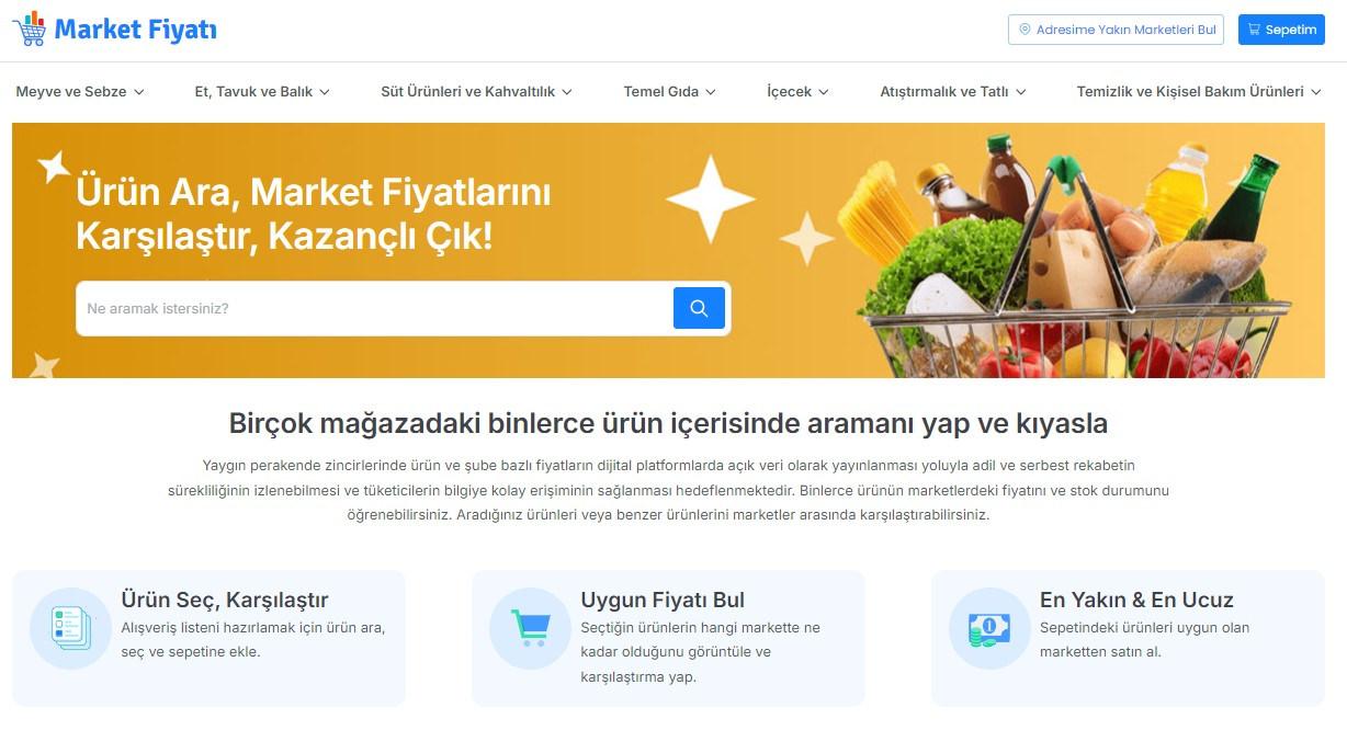 Market Fiyatı sitesinden ekran görüntüsü