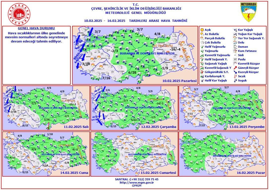 10-16 Şubat 2025 Haftalık Hava Tahmini