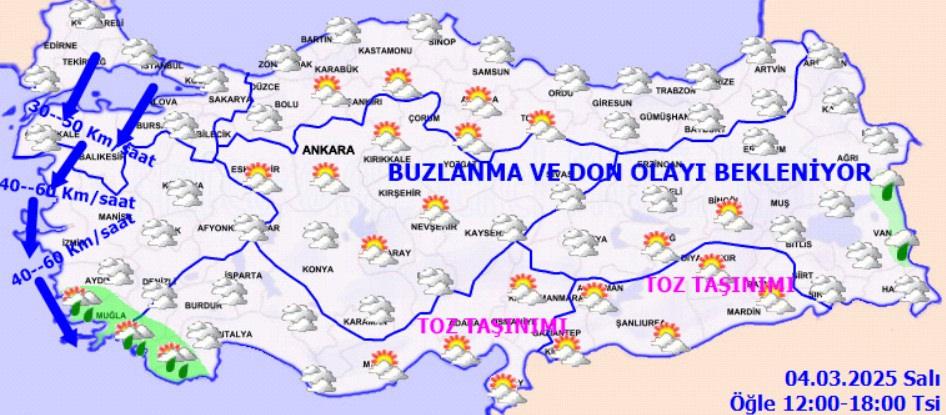 4 Mart hava durumu tahmin haritası