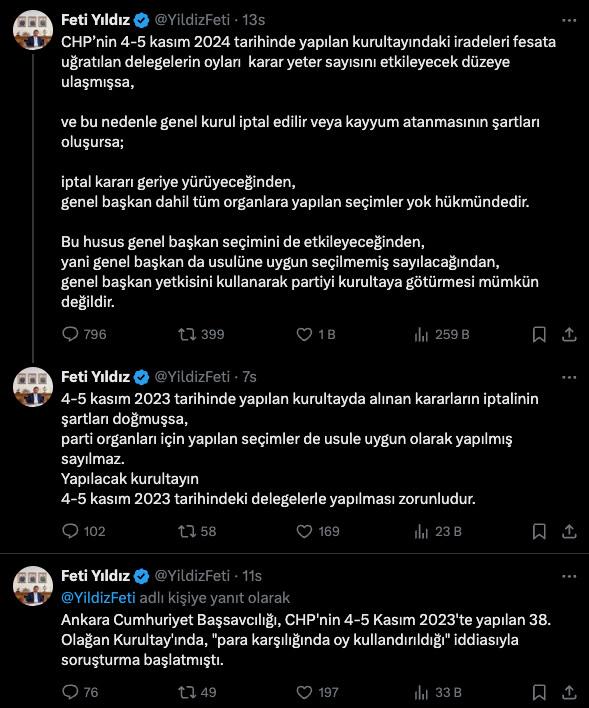 MHP Genel Başkan Yardımcısı Feti Yıldız'ın X'ten yaptığı paylaşım