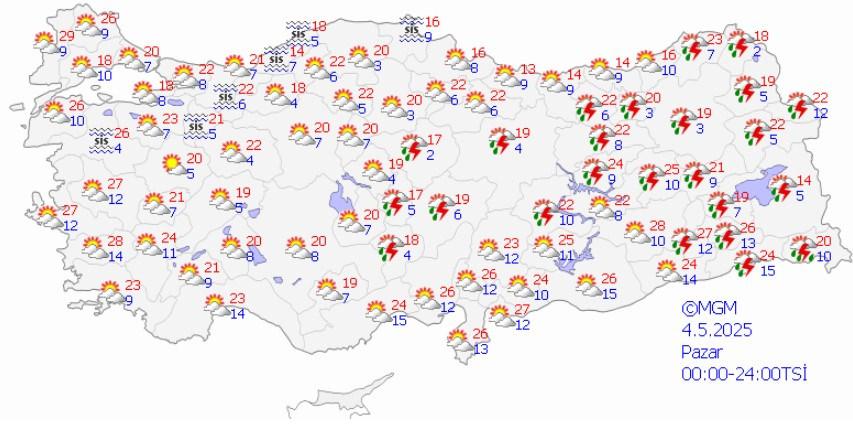 4 Mayıs hava durumu tahmin raporu...