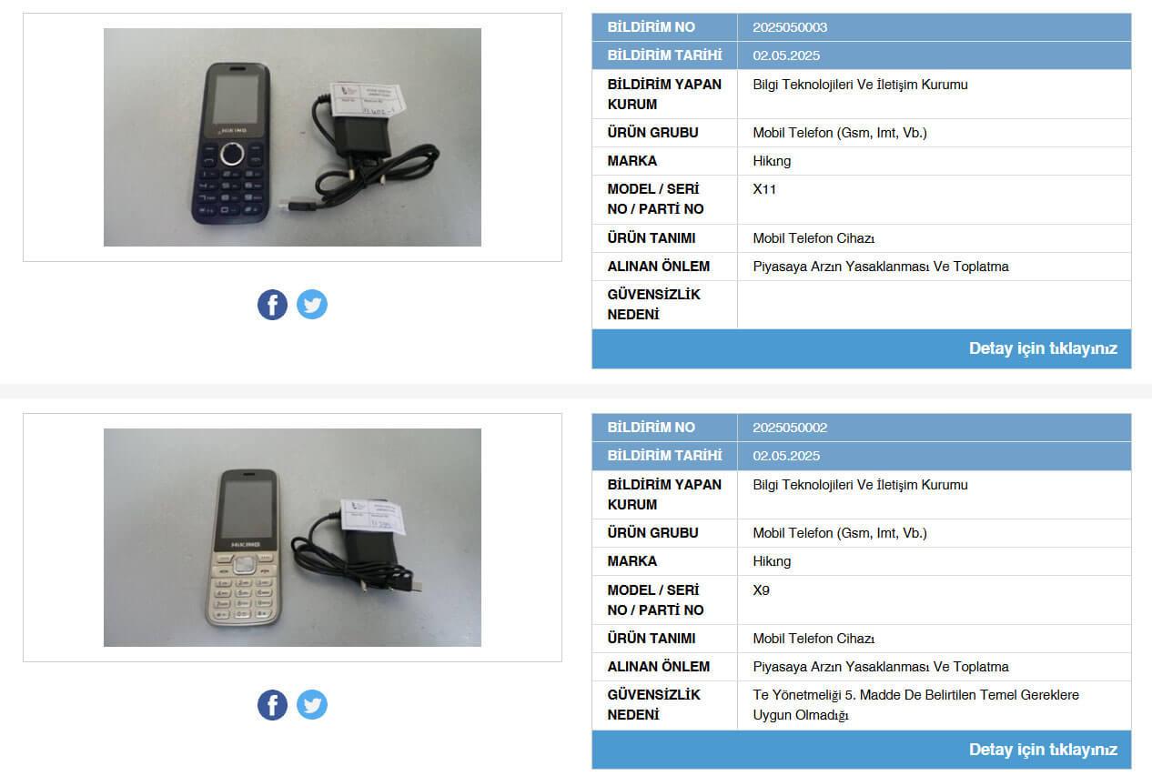 BTK ve Ticaret Bakanlığı'nın yayımladığı güvenlik açığı olan telefon modelleri