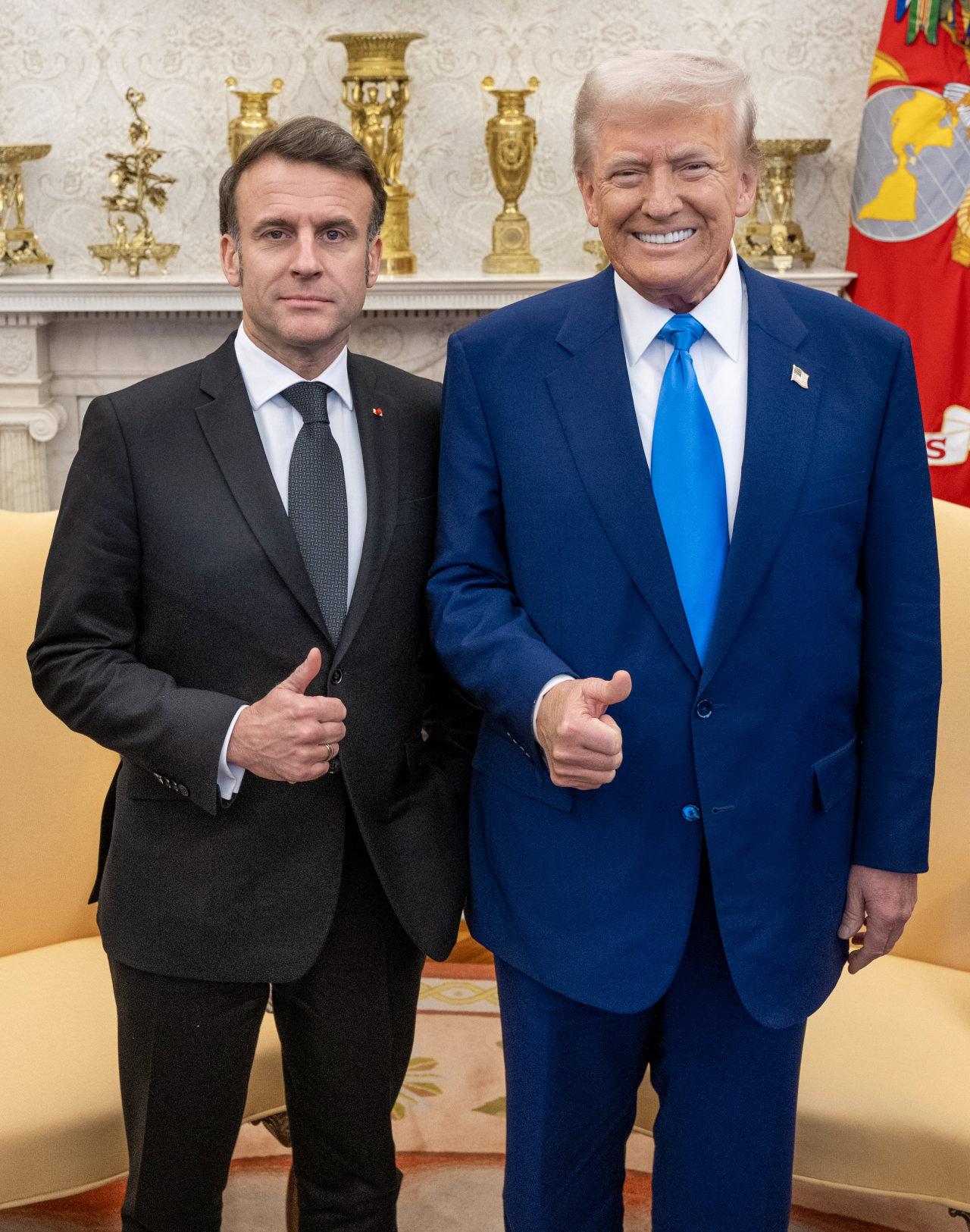 Fransa Cumhurbaşkanı Emmanuel Macron, ABD Başkanı Donald J. Trump