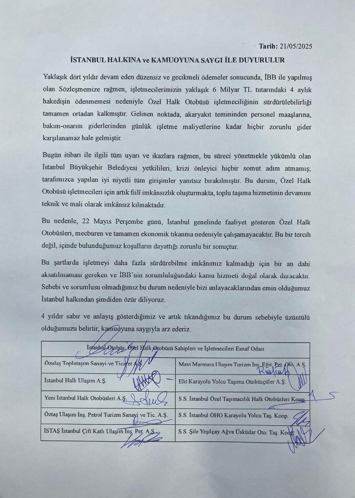 Esnaf odasından yapılan açıklama. 