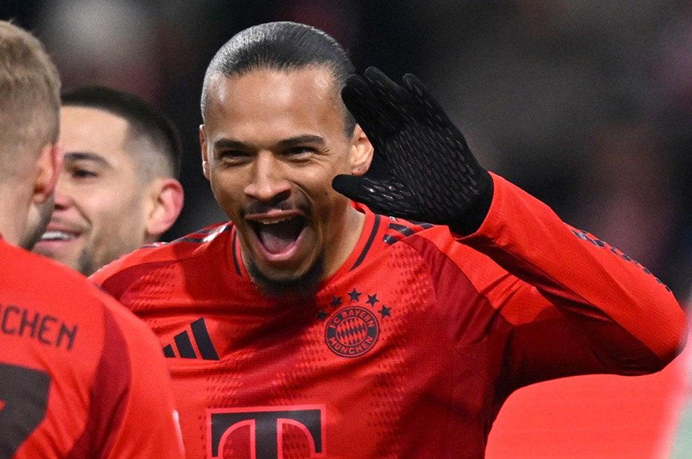 Leroy Sane'nin gol sevinci sırasında çekilmiş bir görüntüsü.