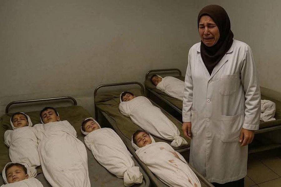 Filistinli kadın doktor, İsrail saldırısında 10 çocuğundan 9'unu kaybetti.
