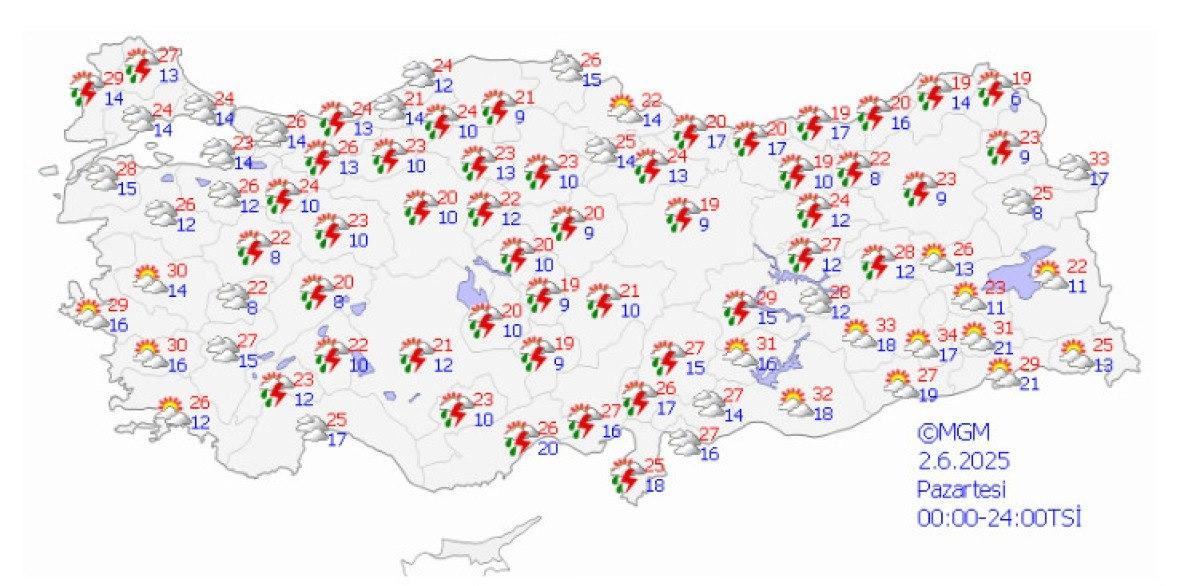 Pazartesi hava durumu