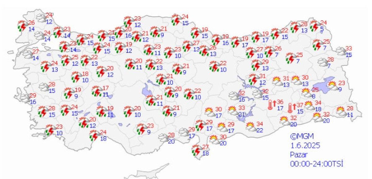 İl il hava durumu haritası