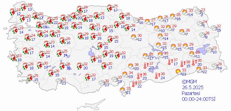 26 Mayıs Pazartesi hava durumu