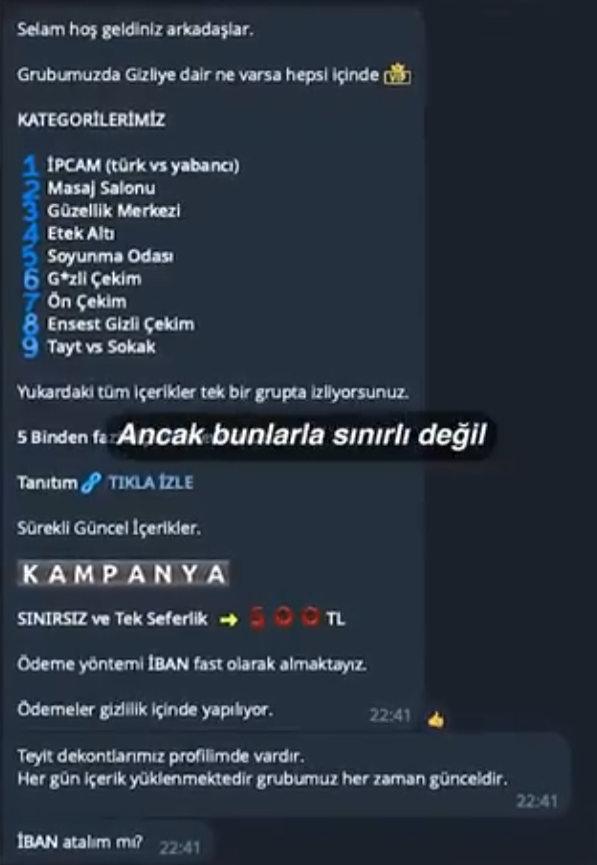 Görüntülerin Telegram kanallarında satış konuşmaları