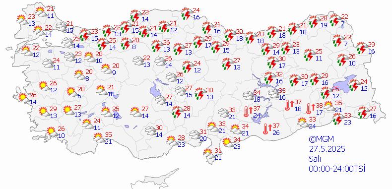 27 Mayıs Salı hava durumu