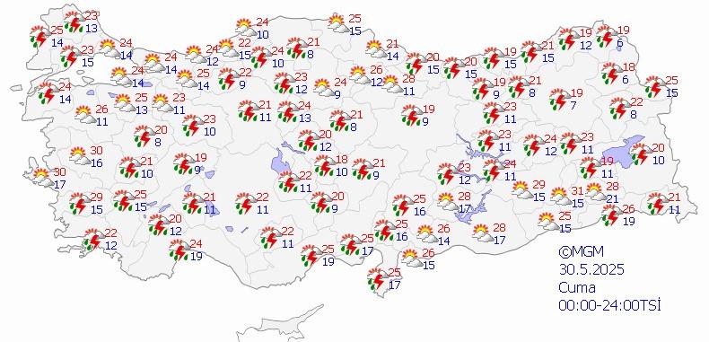 Yurt genelini içeren tahminler. Kaynak: Meteoroloji Genel Müdürlüğü