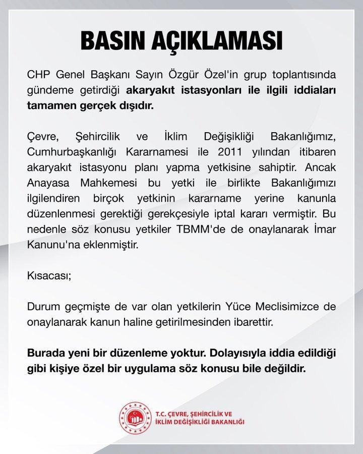 Bakanlığın basın açıklaması