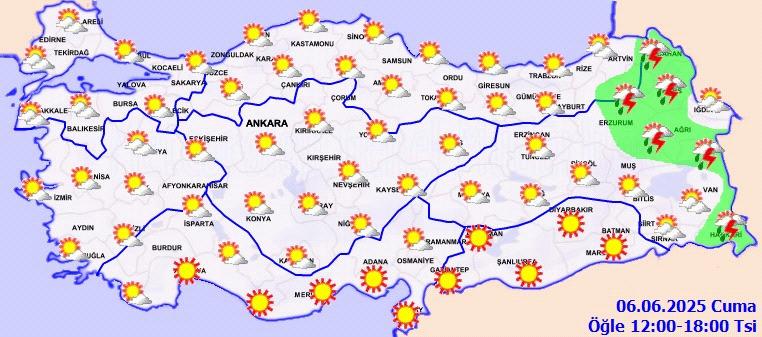 Meteoroloji'den yapılan son hava durumu tahminlerine göre; Doğu Anadolu'nun doğu kesimlerinde yağmur beklenirken, diğer bölgeler az bulutlu ve açık olacak. Hava sıcaklıklarının ülke genelinde 2 ila 4 derece artması bekleniyor.