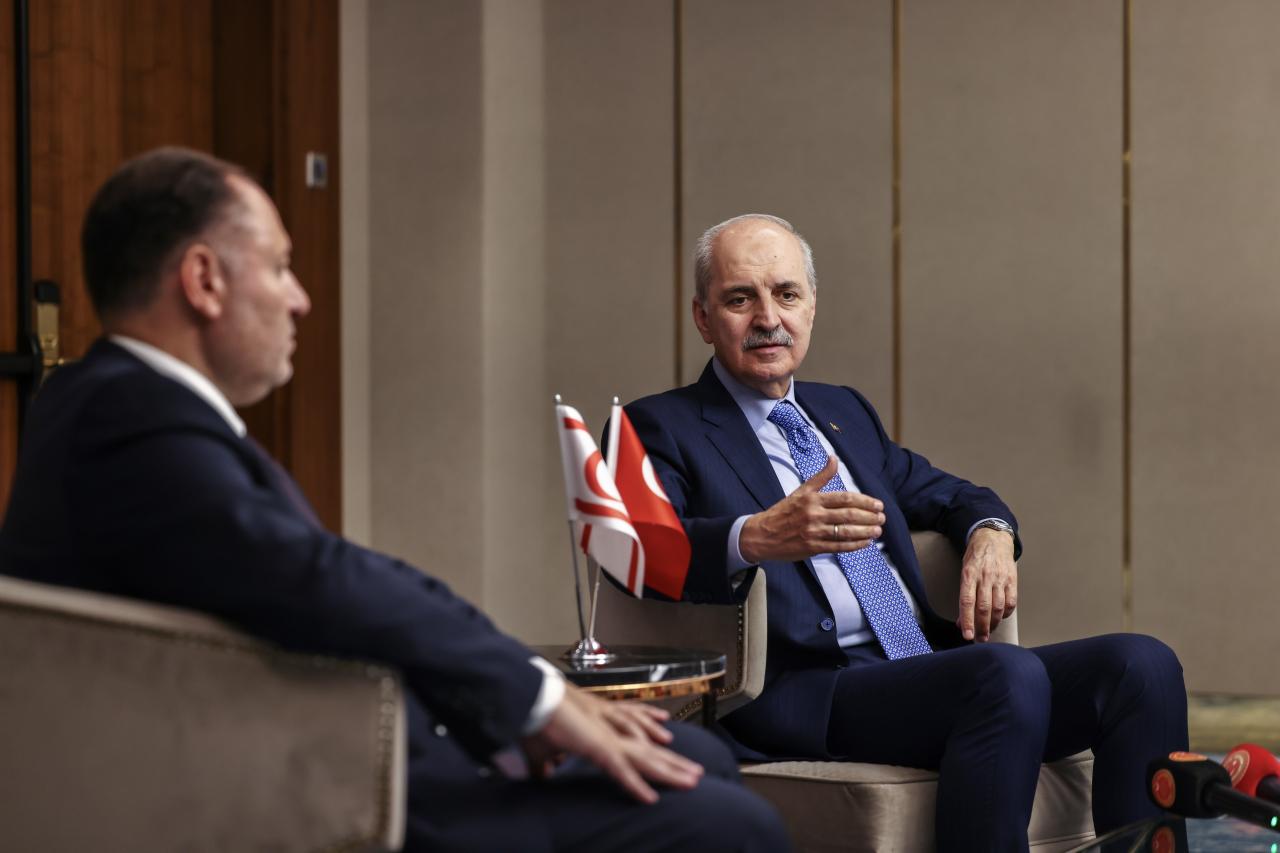 TBMM Başkanı Numan Kurtulmuş ve Kuzey Kıbrıs Türk Cumhuriyeti (KKTC) Cumhuriyet Meclisi Başkanı Ziya Öztürkler 