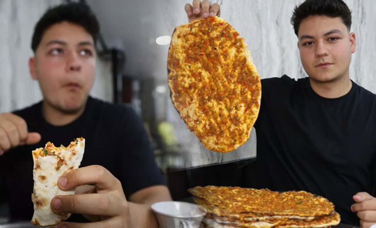 Elazığlı genç bir oturuşta 15 lahmacun yiyor: İştahım kesilmiyor yedikçe acıkıyorum!