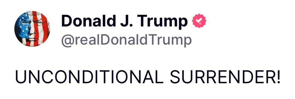 Trump: Koşulsuz teslimiyet