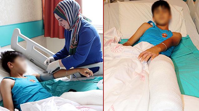 Emir Ahmet Ünal (11) hastanede tedavi görüyor.