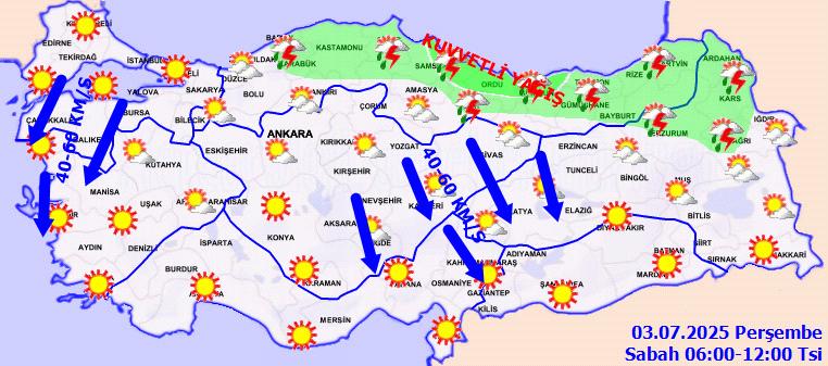 Meteoroloji 06.00-12.00 saatleri arası harita