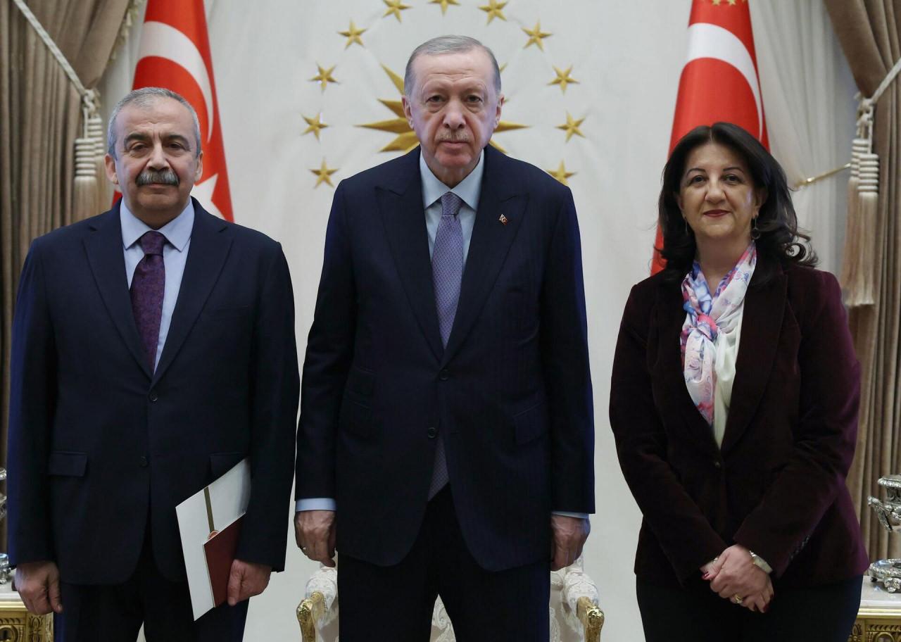 Cumhurbaşkanı Erdoğan, 10 Nisan'da DEM Parti Van Milletvekili Pervin Buldan ve İstanbul Milletvekili Sırrı Süreyya Önder'i kabul etmişti.