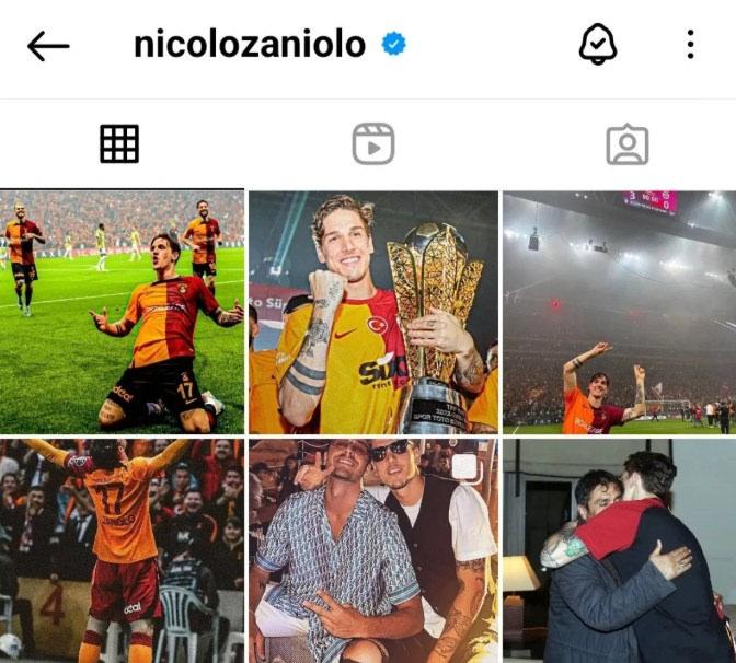 Zaniolo'nun Instagram hesabındaki Galatasaray paylaşımları