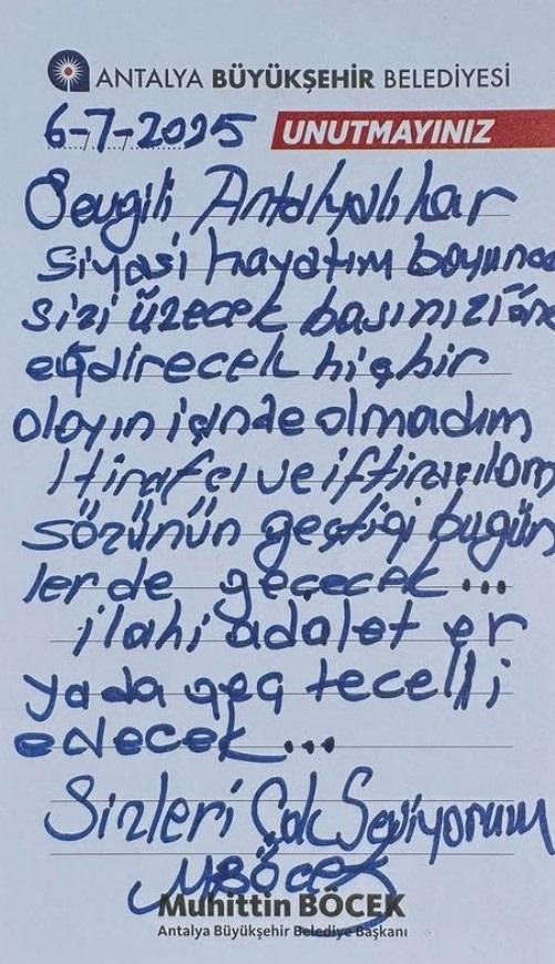 Muhittin Böcek'in sosyal medya paylaşımı
