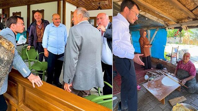 Vatandaşlar Başkan Yazıcıoğlu'na sorunlarını anlatıyor.