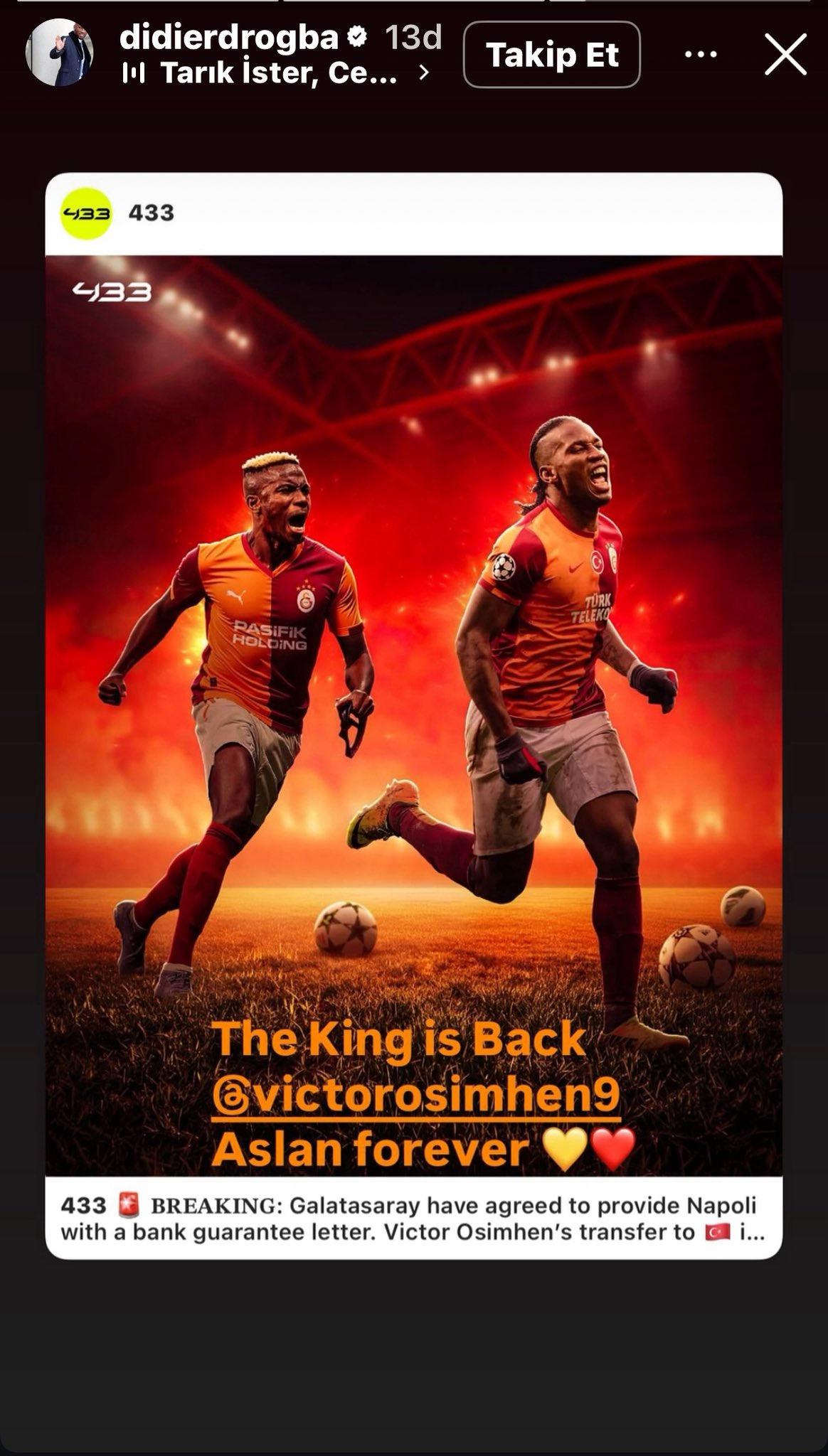 Drogba'dan Osimhen paylaşımı