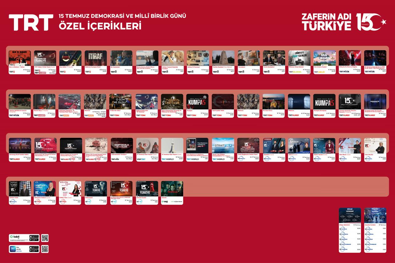 TRT'nin 15 Temmuz özel içerikleri