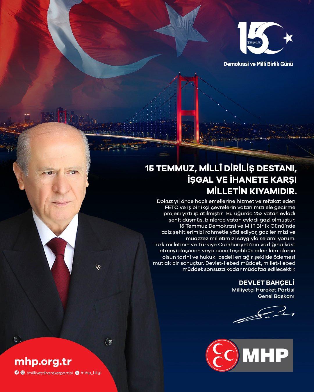 MHP'nin paylaştığı Devlet Bahçeli'nin açıklaması