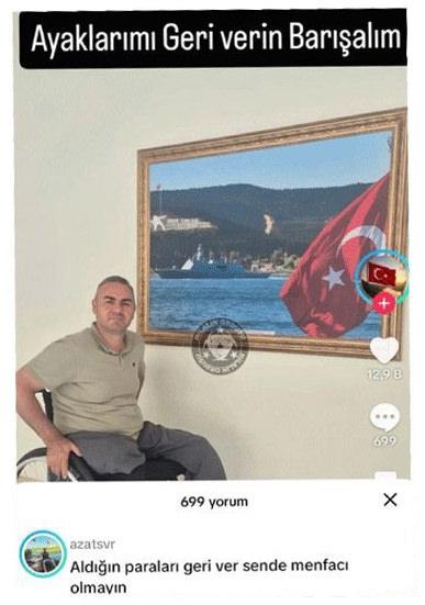 Gazinin paylaşımı ve şüphelinin yazdığı yorum
