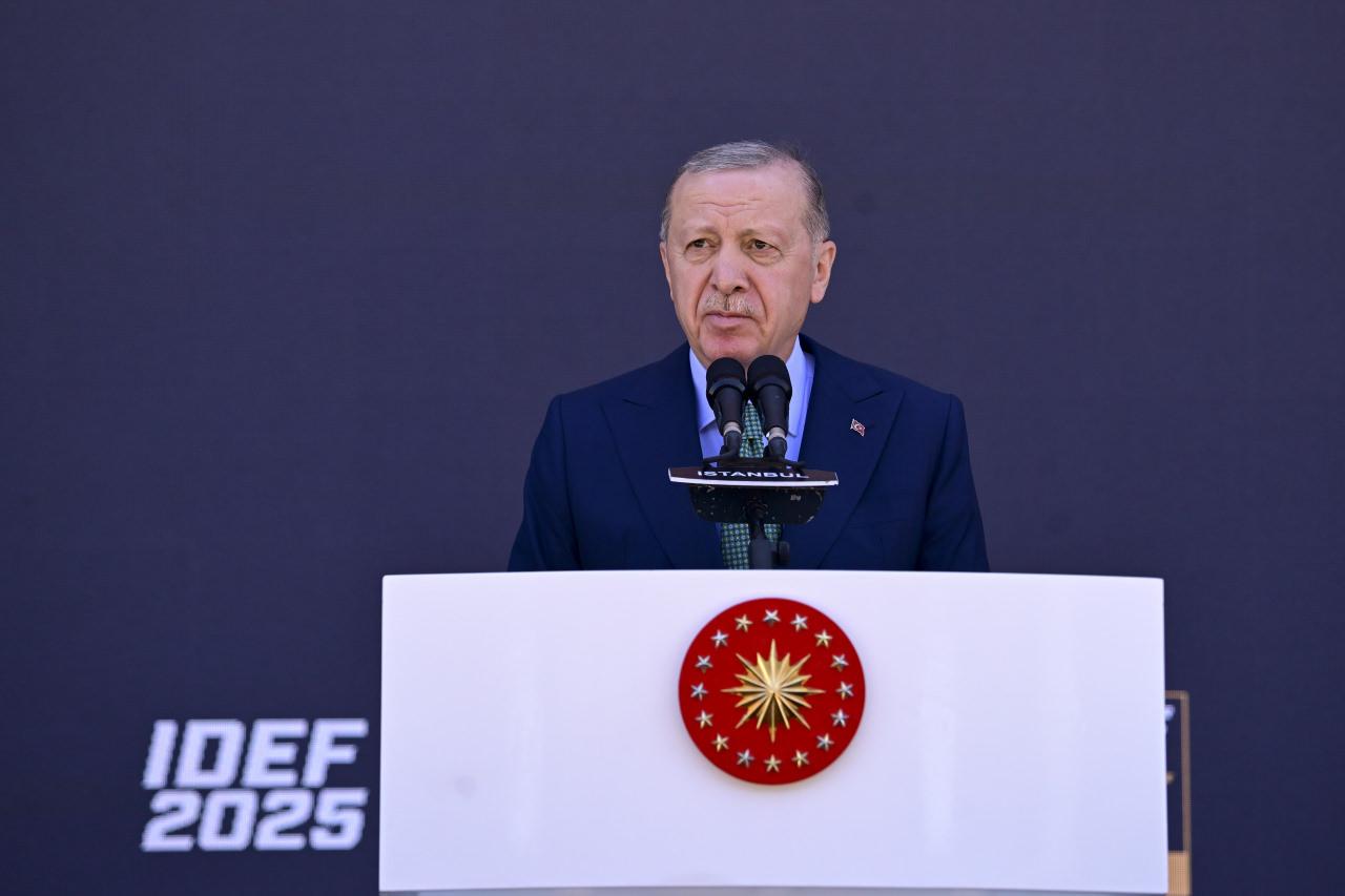 Cumhurbaşkanı Erdoğan, fuarda konuşma yaptı. 