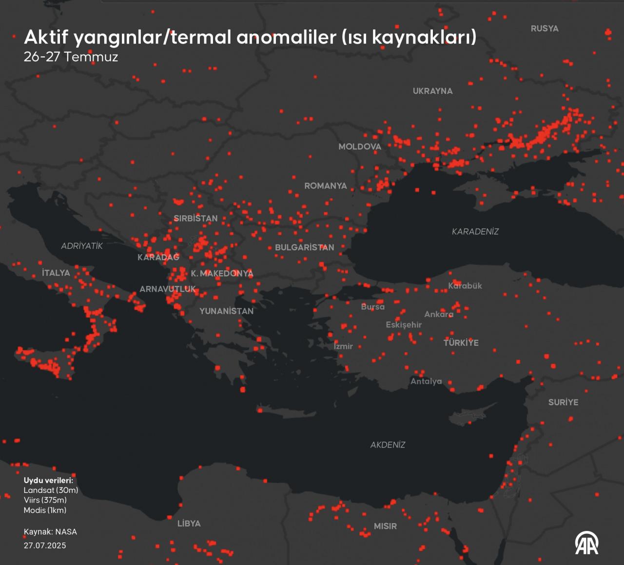 26-27 TEMMUZ 2025 AKTİF YANGINLAR