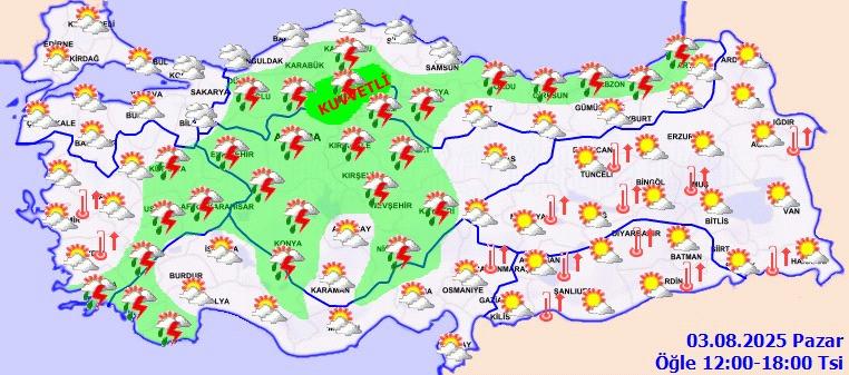 Bugün hava, yurt genelinde parçalı, yer yer çok bulutlu olacak. Yurdun birçok bölgesinde sağanak ve gök gürültülü sağanak bekleniyor.