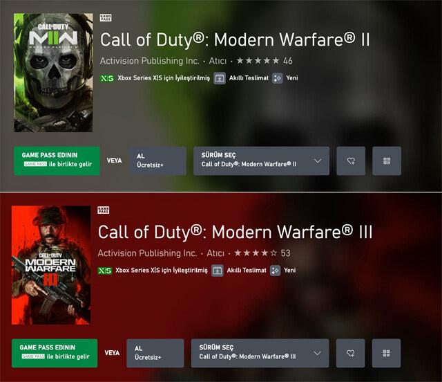 Call of Duty Warfare II ve III oyunlarını indiren kullanıcıların karşılaştığı ekranlar