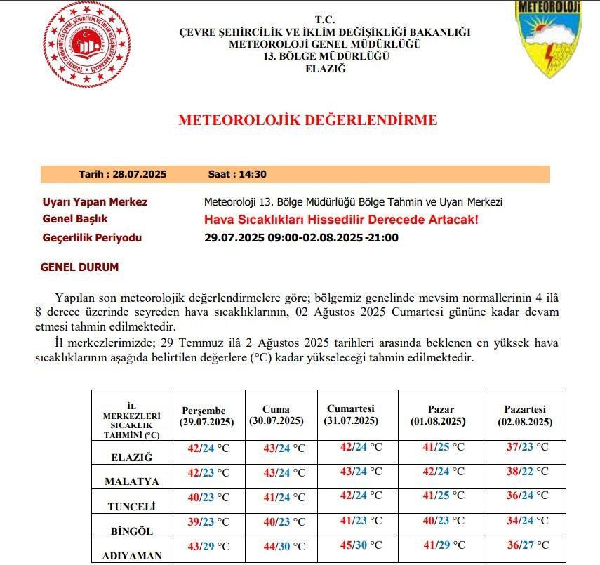 Meteoroloji'nin uyarısı
