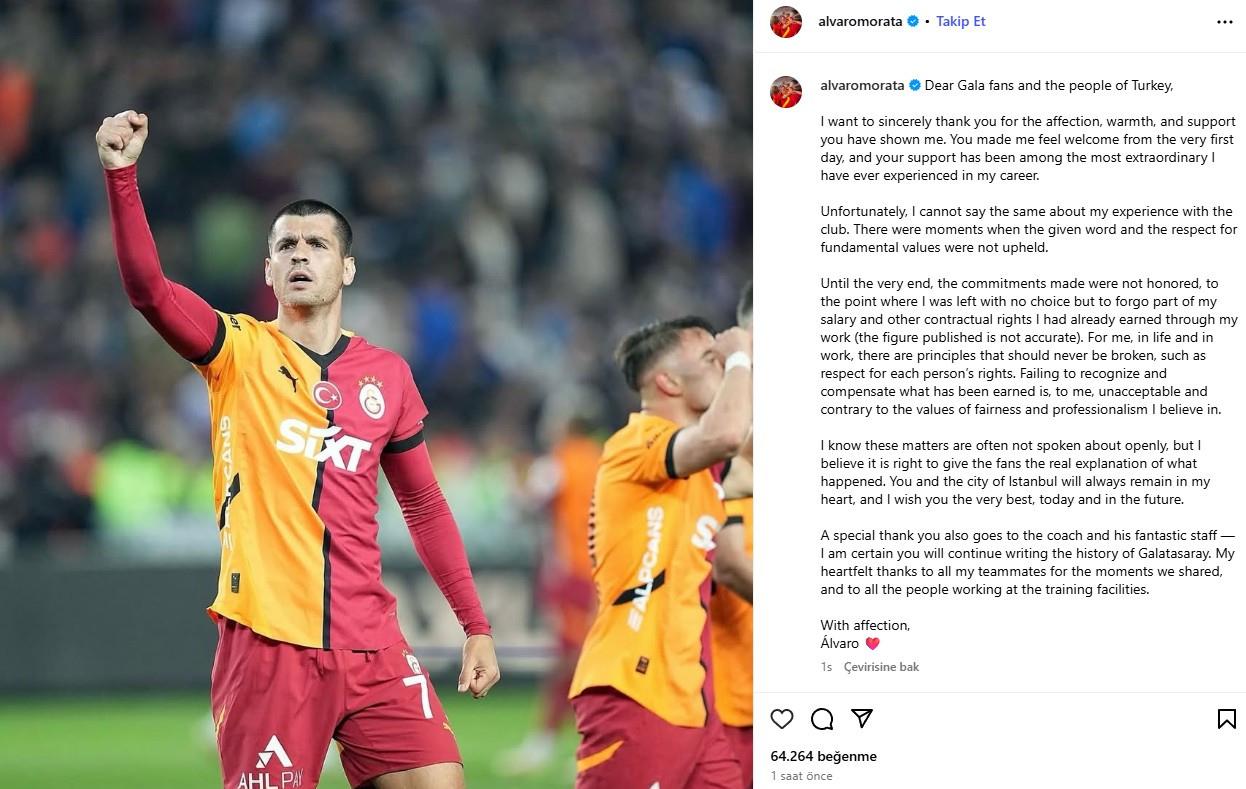 Morata'dan veda mesajı