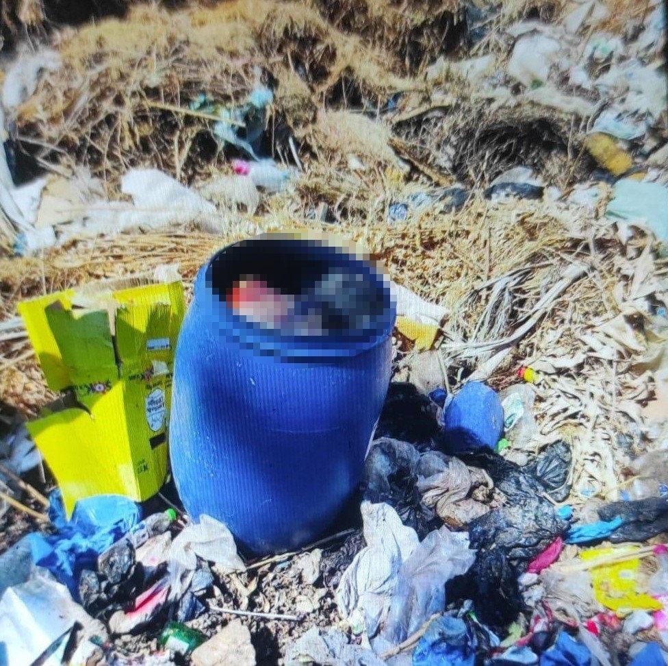 Selahattin Doludeniz'in (77) cesedinin içine koyulduğu bidon. 