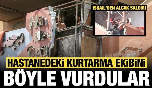Soykırımcı İsrail'in hastane saldırısı kamerada: Kurtarma ekibini böyle vurdular!