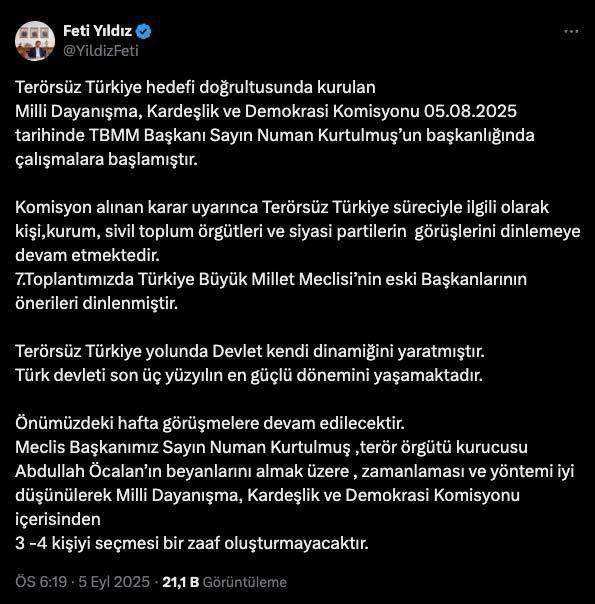Feti Yıldız'ın paylaşımı