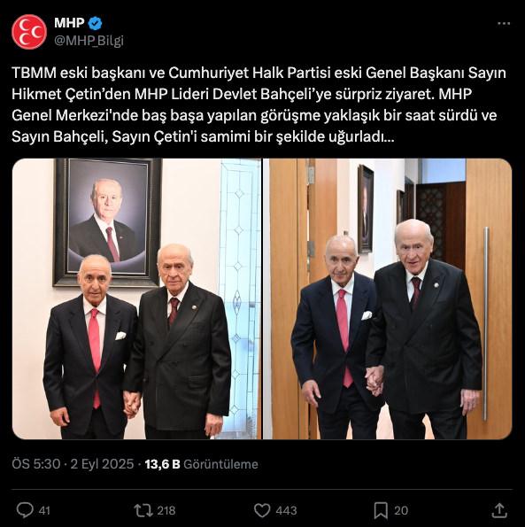 MHP'nin ziyarete ilişkin yaptığı paylaşım