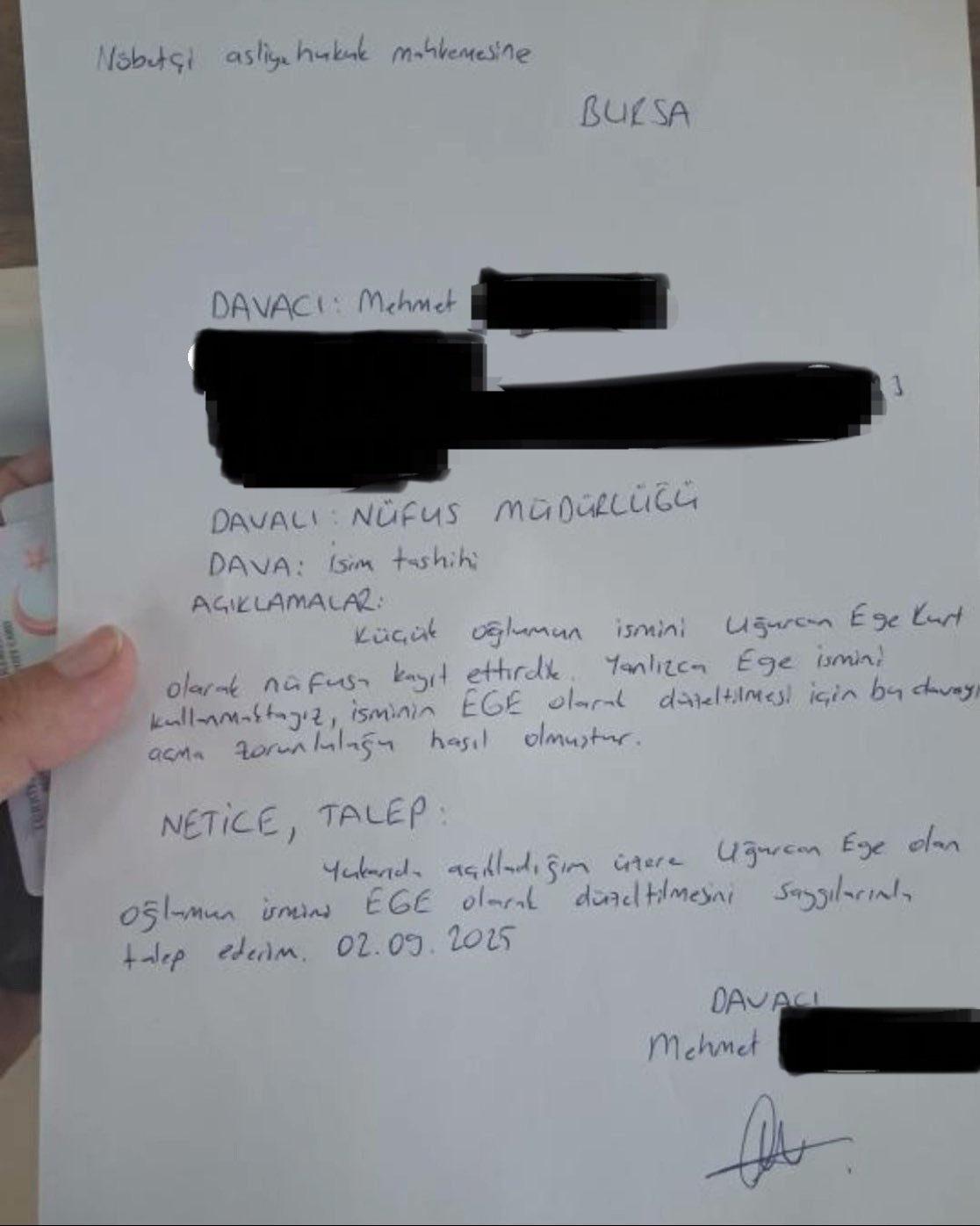 Furkan Derya isimli taraftarın verdiği dilekçe. 