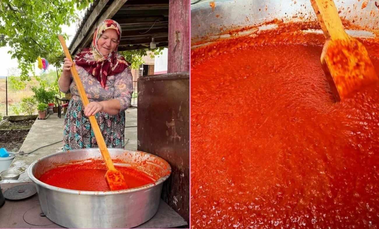 Kışa hazırlık için kazanlar kuruldu! Kadınlardan salça mesaisi