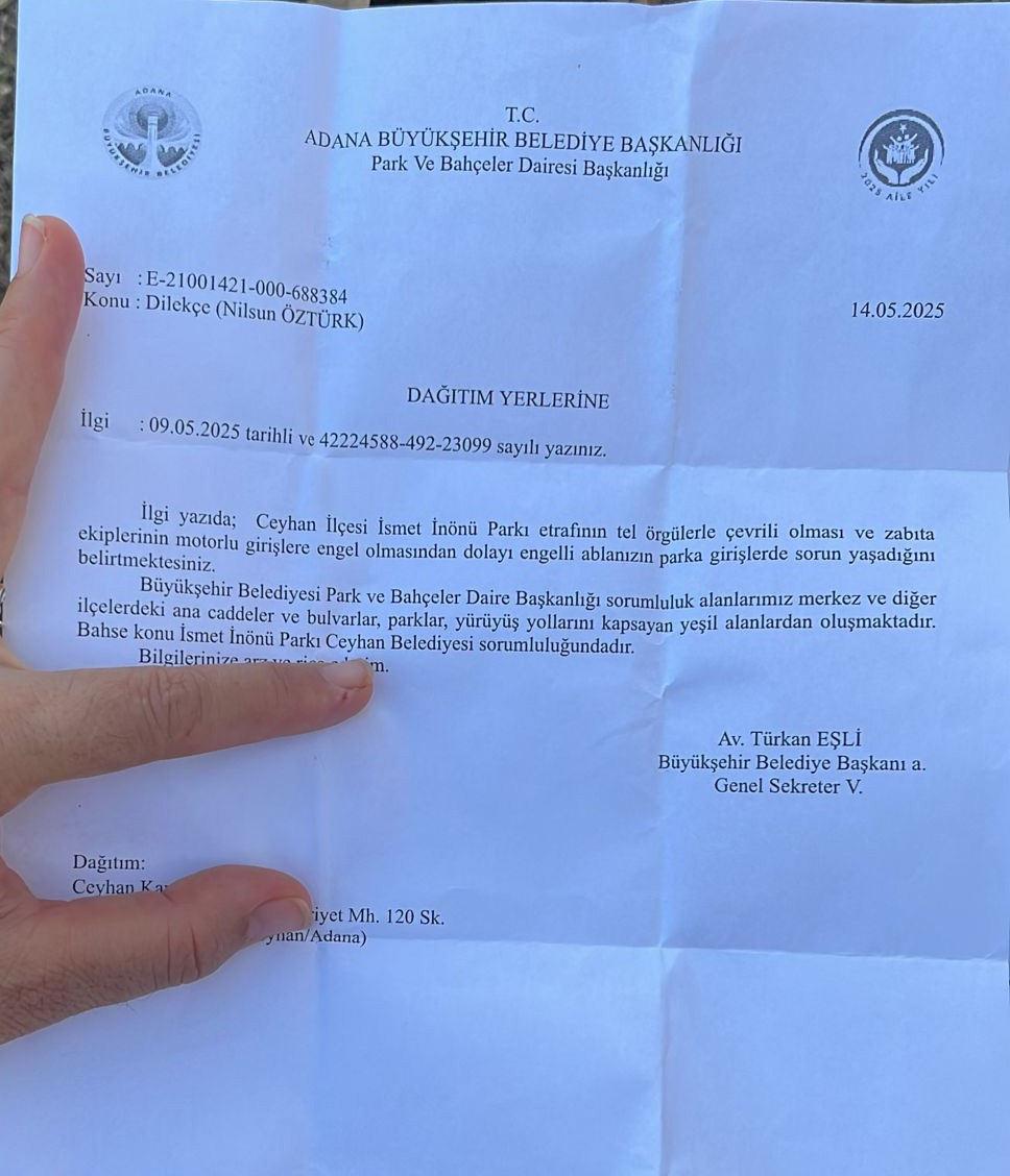 Abla Nilsun Öztürk, yaşanan mağduriyetin ardından ilk olarak CHP'li Adana Büyükşehir Belediyesi'ne başvurdu.