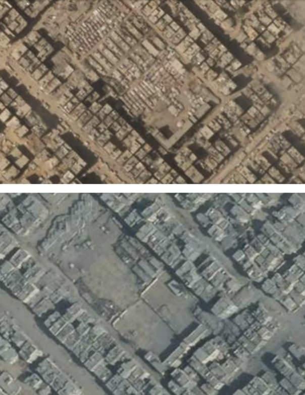 [Şeyh Rıdvan pazarının otoparkında bulunan bir mülteci kampı/Planet Labs]